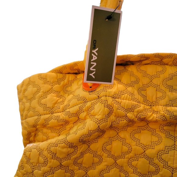 ORYANY Yellow Quilted Fabric Tote Handbag with Leather Accents DH554 - Picture 8 of 14